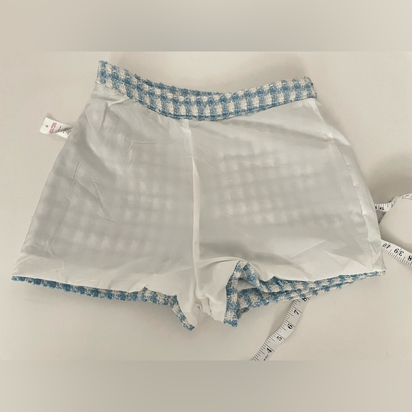 SET JASON WU Boucle Tweed cropped blazer and skort  Blue White Gold Button 8 M - Picture 9 of 16